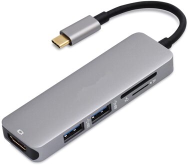 Usb 3.1 Type-C Hub Naar Hdmi-Compatibel Adapter 4K Thunderbolt 3 Usb C Hub Tf Sd reader Slot Pd Voor Macbook Pro/Air/Huawei Mate 5 in 1 hub