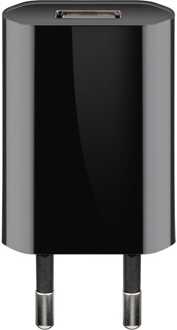 USB-A adapter - USB-A oplader - CEE 7/16 - USB-A adapter - 1 poorts - slim - 1000mA - 5W - zwart Wit