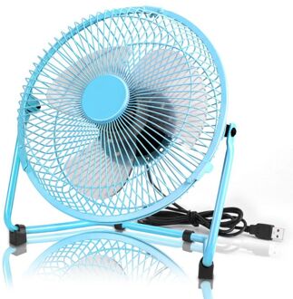Usb Aangedreven Metalen 8 Inch Draagbare Usb Bureau Ventilator Met 2 Snelheden Schakelaar Personal Cooling Fan Voor Thuis Kantoor Tafel outdoor Blauw