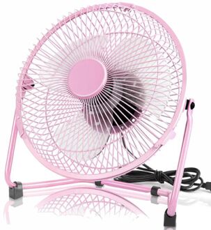 Usb Aangedreven Metalen 8 Inch Draagbare Usb Bureau Ventilator Met 2 Snelheden Schakelaar Personal Cooling Fan Voor Thuis Kantoor Tafel outdoor Roze