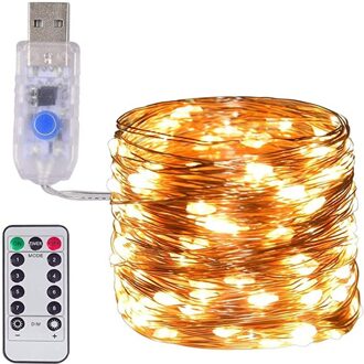 Usb Afstandsbediening Koperdraad Licht Snaar Kerst Dag Bruiloft Decoratie Led Koperdraad Ster Lichten 5m warm wit