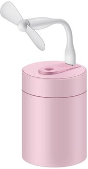USB Auto Luchtbevochtiger Met Ventilator Ultrasone Luchtbevochtiger Mini Aroma Essentiële Olie Diffuser Aromatherapie Mist Maker Voor Home Office roze