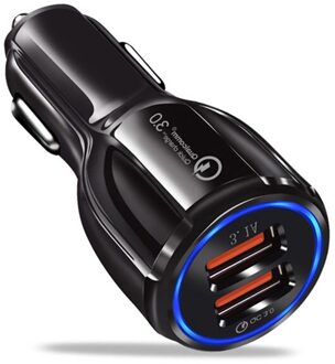 Usb Autolader 3.1A Quick Charge 3.0 Fast Charger Voor Iphone Huawei P40 P30 P20 Mate 30 20 Lite Honor dual Usb Telefoon Oplader zwart