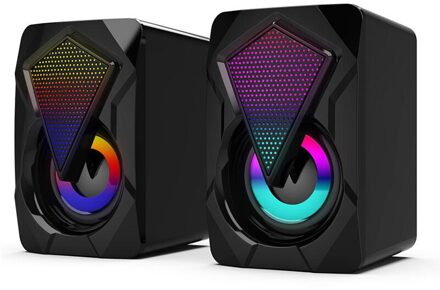 Usb Bedrade Computer Speakers Bass Stereo Subwoofer Kleurrijke Led Licht Voor Laptop Smartphones MP3