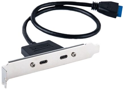 Usb C 3.1 Terug Panel Uitbreiding Beugel Om 20-Pin Header Kabel 2-Port Super-Speed Type-C Uitbreidingskaart Voor Pc