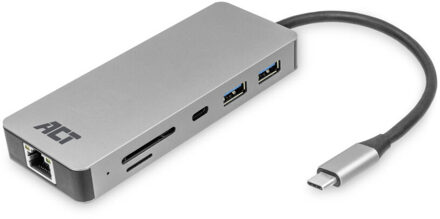 USB-C 4K docking station voor 1 HDMI monitor, ethernet, USB-C, USB-A, cardreader en PD pass-through Dockingstation