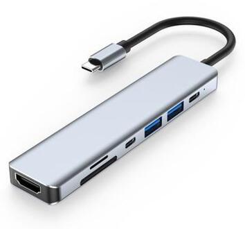 USB-C 7-in-1 Hub - HDMI/USB-A/USB-C PD/SD/Micro SD - Grijs