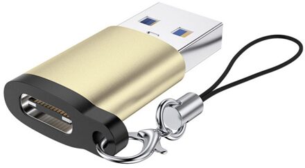 Usb C Adapter Usb Male Naar Usb 3.0 Type C Vrouwelijke Type-C Adapter Voor IPhone12 12 Pro Max 12 Mini Oortelefoon Usb Adapter Met Lanyard goud