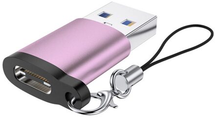 Usb C Adapter Usb Male Naar Usb 3.0 Type C Vrouwelijke Type-C Adapter Voor IPhone12 12 Pro Max 12 Mini Oortelefoon Usb Adapter Met Lanyard roos