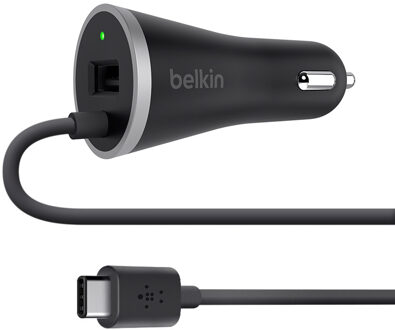 USB-C Car Charger with Hardwired USB-C Cable and USB-A Port