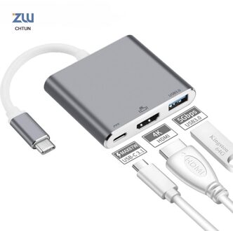 Usb C Hdmi Type C Hdmi Mac 3.1 Converter Adapter Type C Naar Hdmi Hdmi/Usb 3.0/Type-C Aluminium Voor Apple Macbook Adapter goud