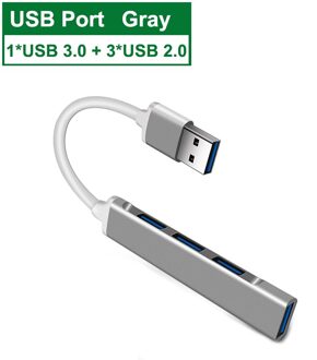 Usb C Hub 3.0 3.1 Type-C Hub Usb Adapter 5 Gbps Multi 4 Port Splitter Voor Lenovo Xiaomi macbook Pro Air Pc Computer Accessoires USB grijs
