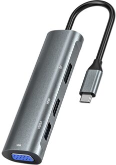 Usb C Hub 4 In 1 Docking Station Bevat Display Port + Hdmi + Vga + Usb 2.0 Voor Pc laptop