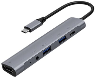 Usb C Hub 5Port Usb 3.1 Type C-Adapter USB3.0 Hdmi 4K 3.5Mm Hoofdtelefoon Usb C pd Type C Hub