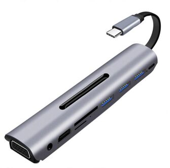 USB-C Hub Adapter 9 In 1 Type-C Usb 3.1 Pd Voeding USB3.0X3 Sd/Tf Hdmi Vga audio Docking Station Voor Laptop