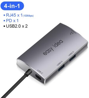 Usb C Hub Type C Hub Adapter Multi Usb 3.0 Splitter USB-C Hub Hdmi Vga Poort Meerdere Usb 3.1 Hab expander Voor Macbook Pro 4 in 1 RJ45 model
