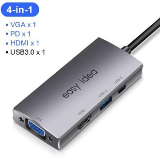 Usb C Hub Type C Hub Adapter Multi Usb 3.0 Splitter USB-C Hub Hdmi Vga Poort Meerdere Usb 3.1 Hab expander Voor Macbook Pro 4 in 1HDMI model