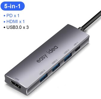 Usb C Hub Type C Hub Adapter Multi Usb 3.0 Splitter USB-C Hub Hdmi Vga Poort Meerdere Usb 3.1 Hab expander Voor Macbook Pro 5 in 1