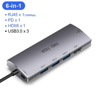 Usb C Hub Type C Hub Adapter Multi Usb 3.0 Splitter USB-C Hub Hdmi Vga Poort Meerdere Usb 3.1 Hab expander Voor Macbook Pro 6 in 1 RJ45 model