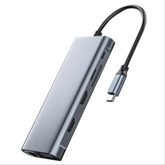 Usb C Hub Voor Pro Triple Display Type C Hub Naar Dual Hdmi & Dp Usb C Sd Kaartlezers RJ45 3.5Mm 12 In 1 Adapter