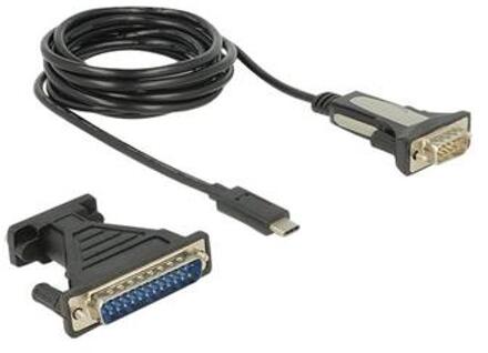 USB-C (m) naar 9-pins SUB-D / 25-pins SUB-D (m) seriële RS232 adapter / FTDI chip - 1,8 meter