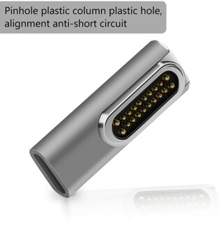 USB C magnetische adapter, 20-pin magnetische naar USB C 3.1 converter adapter, ondersteuning 100W PD, 10Gbp/s data, 4K video Quick Lading grijs