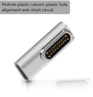 USB C magnetische adapter, 20-pin magnetische naar USB C 3.1 converter adapter, ondersteuning 100W PD, 10Gbp/s data, 4K video Quick Lading zilver