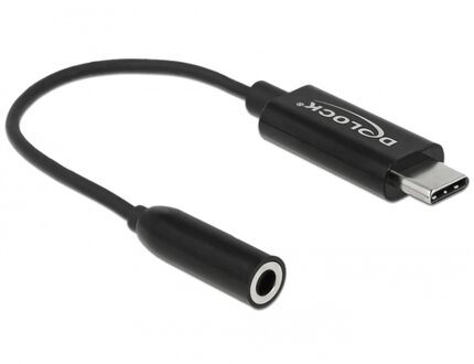 USB-C naar 3,5mm Jack audio adapter - actief - High-Res audio / zwart - 0,15 meter