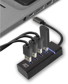 USB-C naar 4x USB-A - Zwart