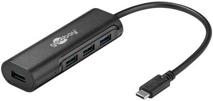USB-C naar 4x USB Hub - USB3.0 / zwart - 0,15 meter