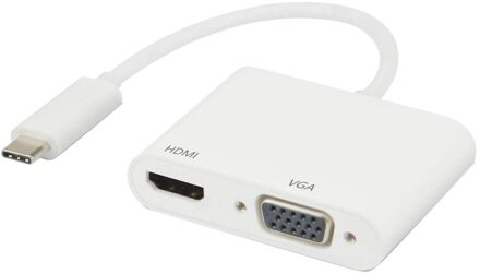 Usb C Naar Hdmi-Compatibel + Vga Adapter, 2 In 1 Usb 3.1 Type-C Converter 4K @ 30Hz Voor Chromebook Dell Samsung Laptops
