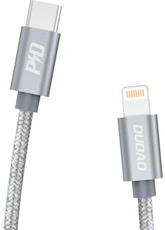 USB-C naar Lightning nylon iPhone oplader - PD 45W Fast charge oplaadkabel - 1 Meter - Grijs
