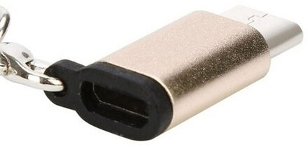 USB-C Naar Micro Usb Adapter, Anti-verloren Sleutelhanger Usb Type-C Om Micro Usb Convert Connector goud