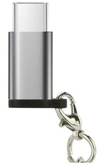 USB-C Naar Micro Usb Adapter, Anti-verloren Sleutelhanger Usb Type-C Om Micro Usb Convert Connector grijs