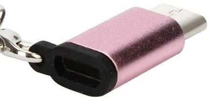 USB-C Naar Micro Usb Adapter, Anti-verloren Sleutelhanger Usb Type-C Om Micro Usb Convert Connector roos goud