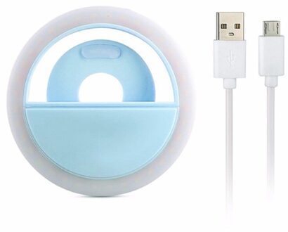 Usb Charge Led Selfie Ring Licht Aanvullende Verlichting Night Duisternis Selfie Enhancing Voor Telefoon Vullen Licht Knippert Maquillaje blauw