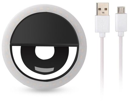 Usb Charge Led Selfie Ring Licht Aanvullende Verlichting Selfie Enhancing Vullen Licht Voor Slimme Telefoons Ipads Laptops Fotografie zwart