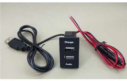 USB Charger Audio Connector Voltage OUT TEMP IN Display Temperatuur VOL. V TEM Voor Toyota Prado 3400 2002/VIOS 2004-2006 lader Audio