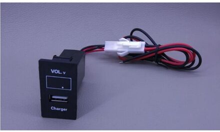USB Charger Audio Connector Voltage OUT TEMP IN Display Temperatuur VOL. V TEM Voor Toyota Prado 3400 2002/VIOS 2004-2006 VOL.V lader