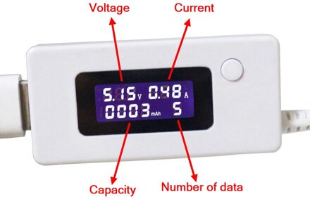 Usb Charger Capaciteit Stroom Spanning 3-15V Tester Meter Voor Mobiele Telefoon Opladen Power Lcd Display Volt Amp monitor Voor Batterij