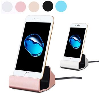 Usb Charger Charging Dock Cradle Stand Station Model En Top Voor Iphone 7 6S Plus X 8 8 Plus Laders roos goud