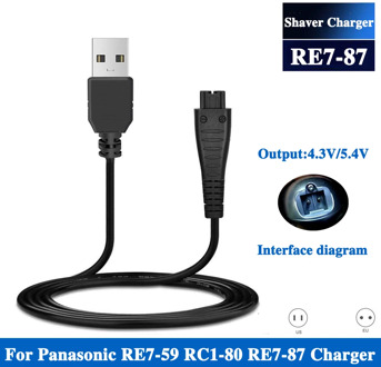 USB Charger For Panasonic ES-RT44 ES-RT51 ES-RT54 ES-RT60 ES-RT64 ES-RT74 ES-RT81 ES-RT84 RE7-78 ER7-59 Shaver Razor Charger