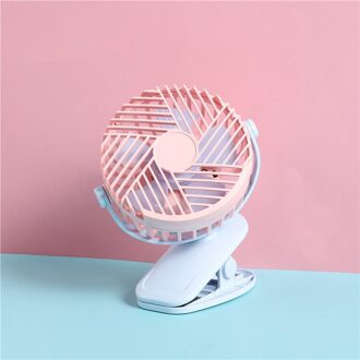 Usb Clip Opladen Kleine Fans Tweede Versnelling Wind Band Nachtlampje Student Slaapzaal Bureau Clip Desktop Fan roze