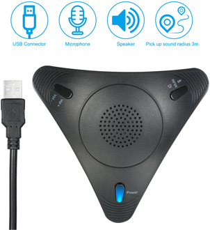 USB Conference Computer Microphone Omnidirectional Desktop VOIP Wired Microphone Built-in Speaker Support Volume Control Mute