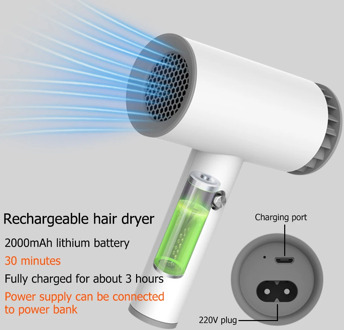 USB Cordless Hair Dryer Versatile Portable Rechargeable Smart Cordless Blow Dryer Home Salon Hairdressing Tools
