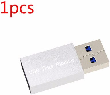 Usb Data Blocker Defender Beschermt Telefoon & Tablet Van Openbare Opladen Stations Hack Proof ,Data Transmissie Protector 1stk sliver
