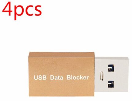 Usb Data Blocker Defender Beschermt Telefoon & Tablet Van Openbare Opladen Stations Hack Proof ,Data Transmissie Protector 4stk goud