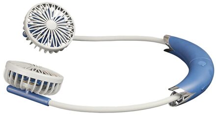 Usb Draagbare Hals Fan Afneembare Handheld Fan 360 ° Universele Aanpassing Multifunctionele Bureau Ventilator Met Oplaadbare Batterij Blauw