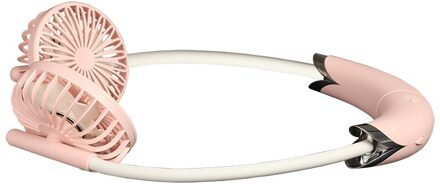 Usb Draagbare Hals Fan Afneembare Handheld Fan 360 ° Universele Aanpassing Multifunctionele Bureau Ventilator Met Oplaadbare Batterij Roze