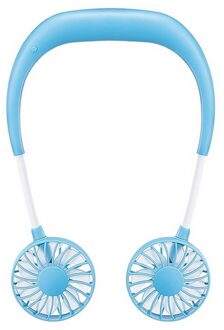 Usb Draagbare Ventilator Handsfree Hals Opknoping Oplaadbare Mini Sport Fans Persoonlijke Mini 3 Speed Verstelbare Voor Thuis blauw